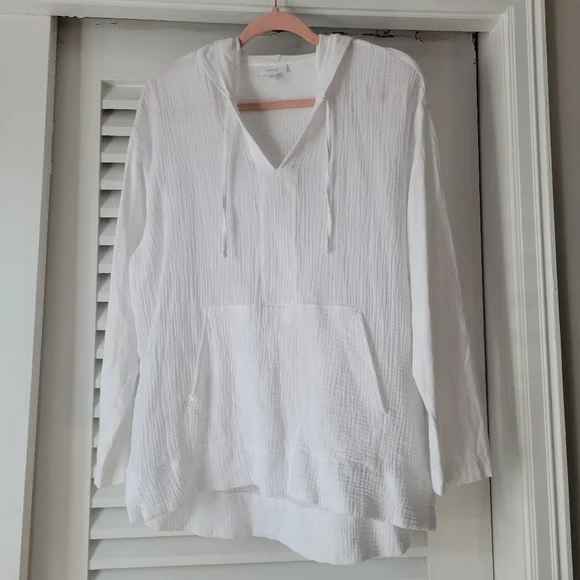 J jill- pure jill cotton-Gauze hooded jacket. - Picture 4 of 11